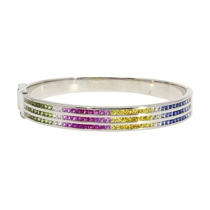 18K Multicolor Sapphire Bangle Bracelet